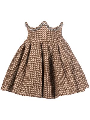 AREA checked A-line skirt - Neutrals