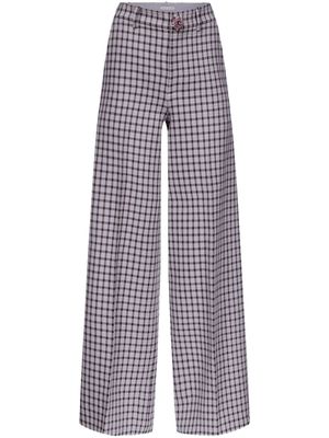 AREA checked wide-leg trousers - Purple