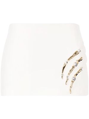 AREA Claw cut out-detail miniskirt - White