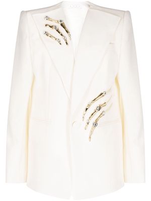 AREA Claw cut-out virgin wool blazer - White