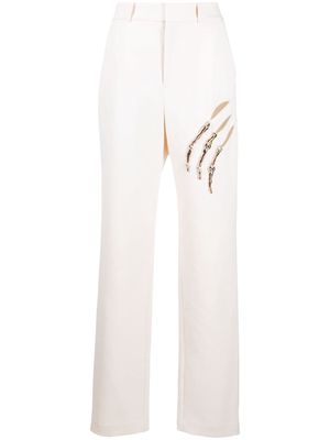 AREA Claw cut-out virgin wool trousers - White
