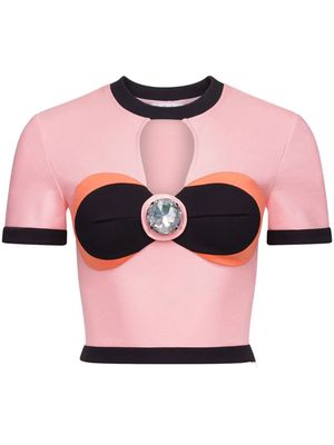 AREA colour-block cropped top - Pink