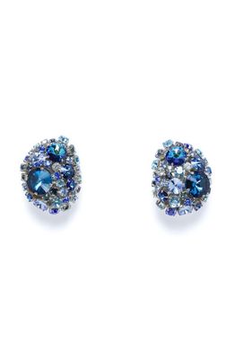 Area Crystal Cluster Post Earrings in Blue