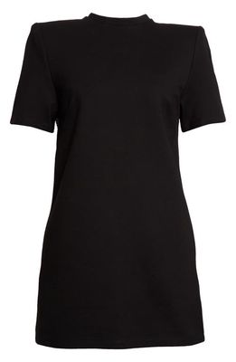 Area Crystal Embellished Back Slit T-Shirt Minidress in Black