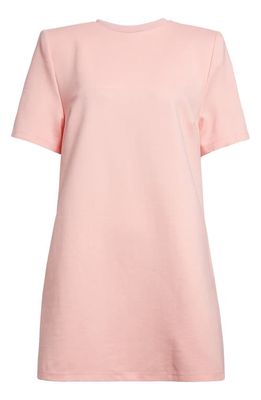 Area Crystal Embellished Back Slit T-Shirt Minidress in Candy Rose