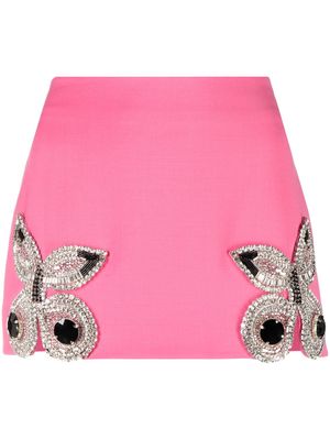 AREA crystal-embellished butterfly miniskirt - Pink