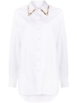 AREA crystal-embellished cotton shirt - White
