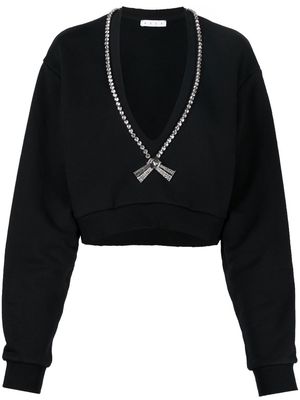 AREA crystal-embellished cotton sweatshirt - Black