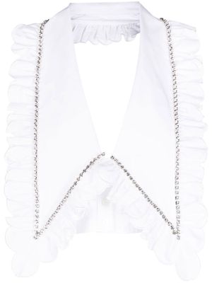 AREA crystal-embellished cropped top - White