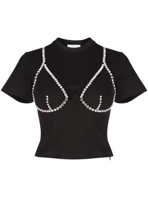 AREA crystal-embellished cup-chain T-shirt - Black
