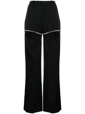 AREA crystal-embellished cut-out trousers - Black