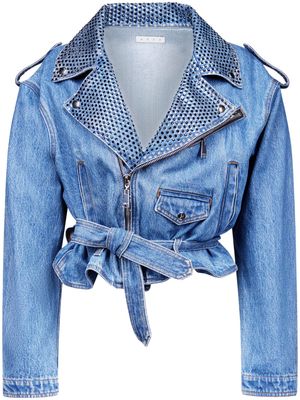 AREA crystal-embellished denim jacket - Blue