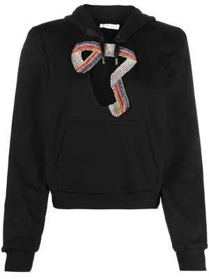 AREA crystal embellished-detail hoodie - Black