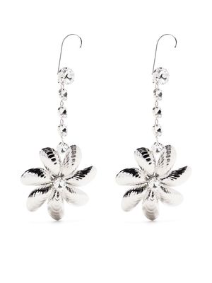 AREA crystal-embellished floral drop earrings - Silver