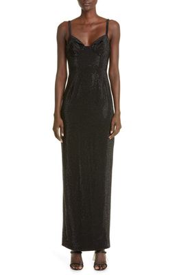 Area Crystal Embellished Gown in Black