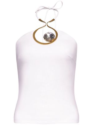 AREA crystal-embellished halter top - White