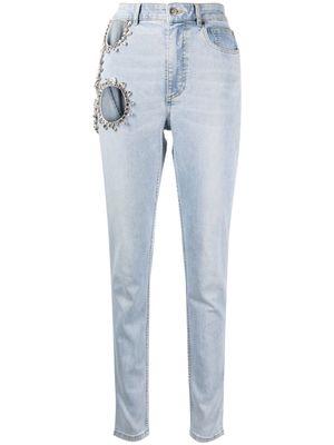 AREA crystal-embellished jeans - Blue