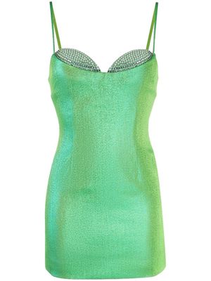 AREA crystal-embellished lamé dress - Green