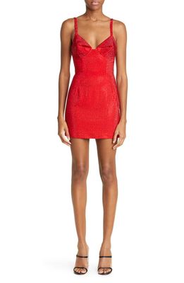Area Crystal Embellished Minidress in Red