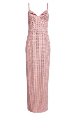 Area Crystal Embellished Ponte Jersey Gown in Candy Rose