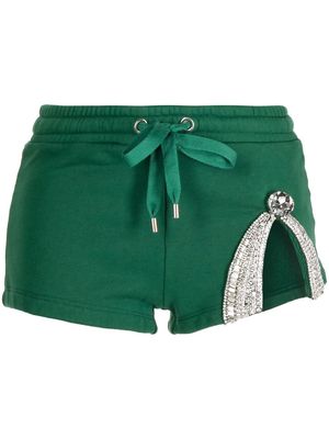 AREA crystal-embellished short shorts - Green