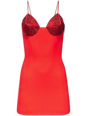 AREA crystal-embellished sleeveless minidress - Red
