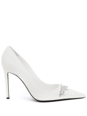 AREA crystal-embellished stiletto pumps - White