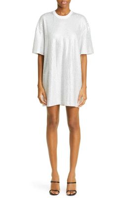 Area Crystal Embellished T-Shirt Dress in White
