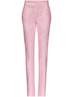 AREA crystal-embellished tuxedo trousers - Pink
