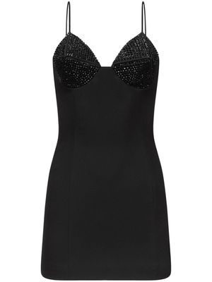 AREA crystal-embellished v-neck minidress - Black