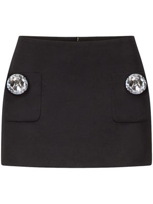 AREA crystal-embellished wool mini skirt - Black