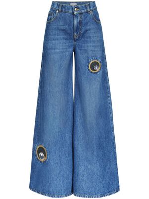 AREA Crystal Eyelet wide-leg jeans - Blue