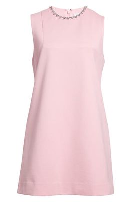 Area Crystal Heart Back Cutout Ponte Minidress in Powder Pink
