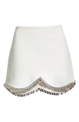 Area Crystal Scallop Miniskirt in Ivory