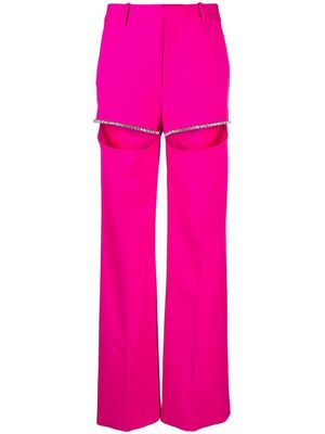 AREA Crystal Slit crepe trousers - Pink