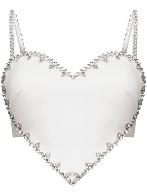 AREA crystal-trim heart-shaped top - White
