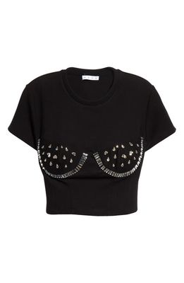 Area Crystal Watermelon Cup Crop T-Shirt in Black