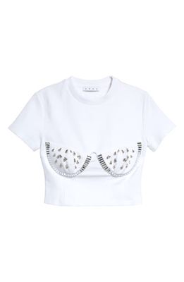 Area Crystal Watermelon Cup Crop T-Shirt in White