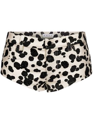 AREA dalmatian-jacquard denim shorts - White