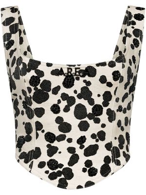 AREA dalmatian-print denim corset top - Neutrals