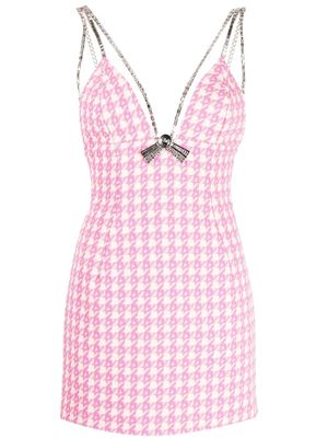 AREA Deco Bow houndstooth minidress - Pink