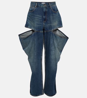 Area Embellished cutout tapered jeans
