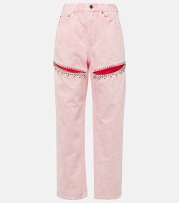 Area Embellished heart straight jeans