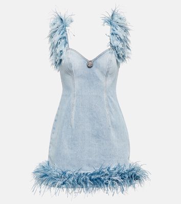 Area Feather-trimmed minidress