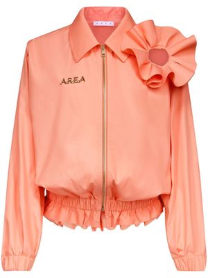 AREA floral-appliqué ruffled jacket - Pink