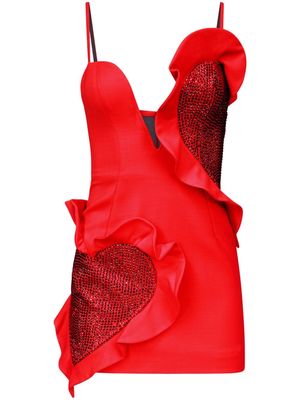 AREA Heart crystal-embellished minidress - Red