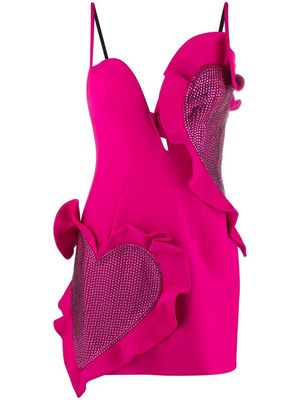 AREA heart-patch sleeveless mini dress - Pink