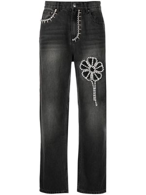 AREA high-waisted straight jeans - BLACK