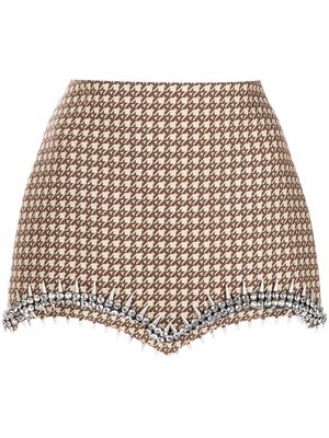 AREA jacquard embellished mini skirt - BEIGE MULTI