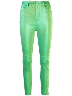 AREA lamé-effect skinny trousers - Green